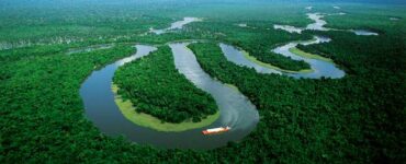 Imagem de rio cortando a vegetação.