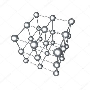 Ilustração de um retículo cristalino molecular.