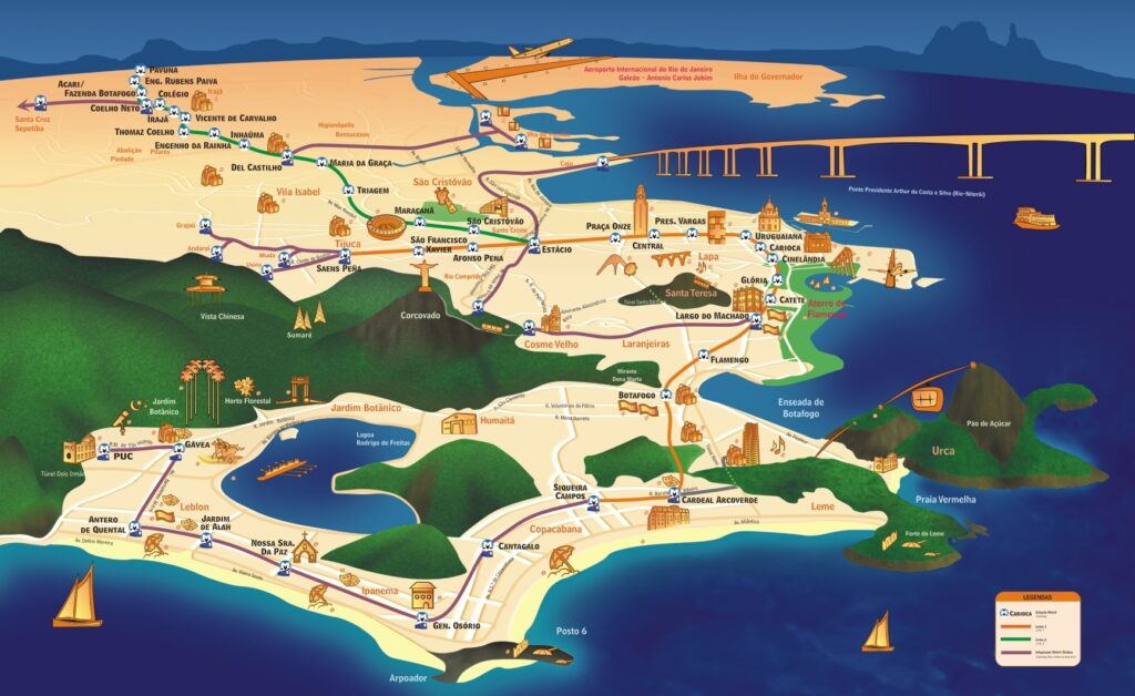 Mapa de orientação turística de Petrópolis, no Rio de Janeiro, com os principais pontos turísticos dessa cidade.