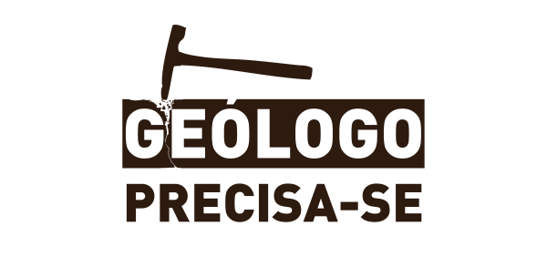 Ilustração de uma marreta e embaixo escrito: "GEÓLOGO: PRECISA-SE".
