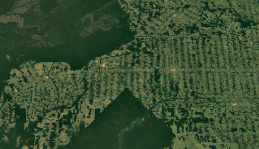 Imagem aérea de desmatamento em Rondônia visto por um satélte