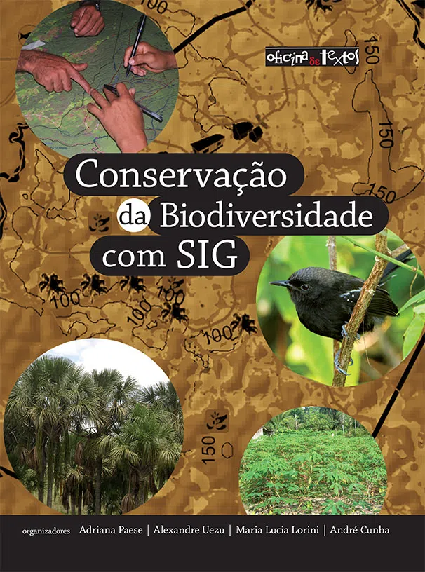 Capa de Conservação da Biodiversidade com SIG, livro que também aborda a restauração florestal com essa tecnologia.