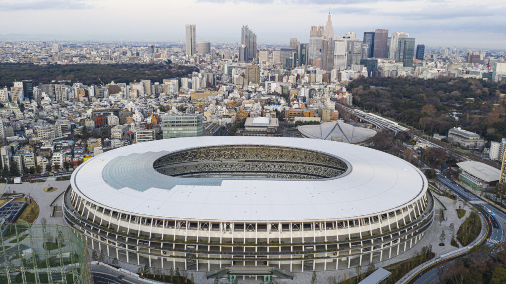 Foto aérea do Estádio Nacional.