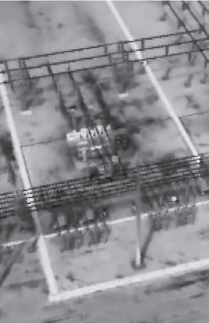 Imagem aérea termográfica de uma obra tirada por um drone.