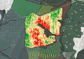 Imagem satélite de área agrícola, capa do livro agricultura de precisão