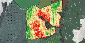 Imagem satélite de área agrícola, capa do livro agricultura de precisão