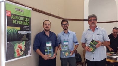 Lançamento do Agricultura de Precisão em Piracicaba.
Da esquerda para a direita: Lucas Rios, André Colaço e José Paulo Molin.