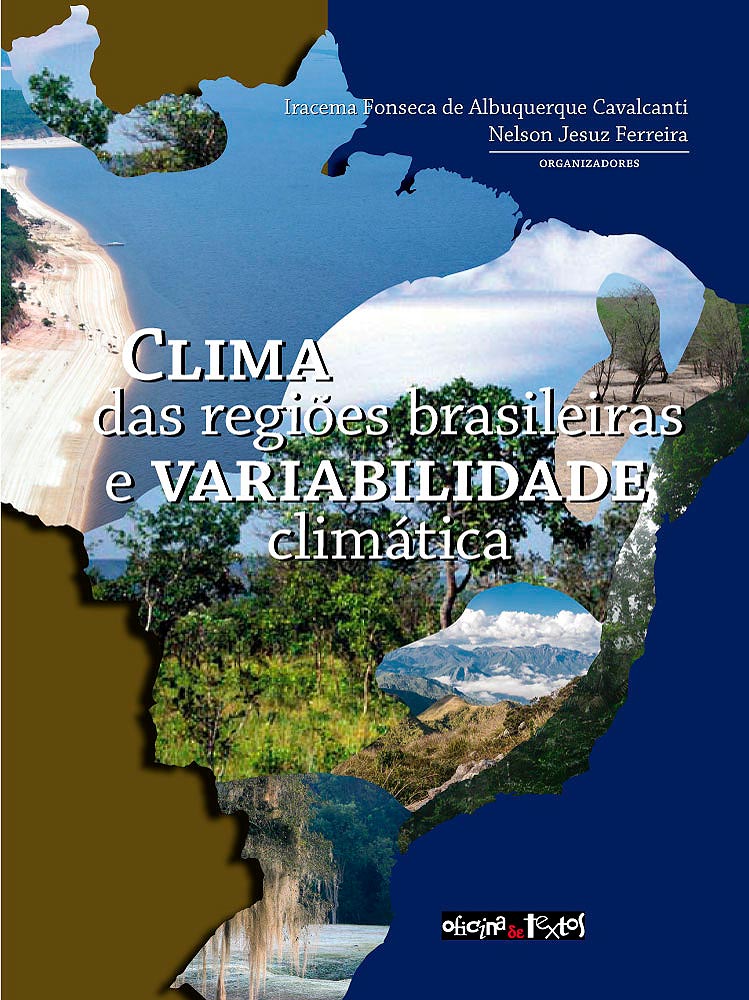 Capa do livro "Clima das regiões brasileiras e variabilidade climática", publicado em 2021 pela Editora Oficina de Textos