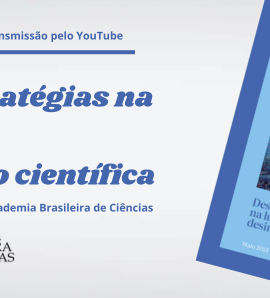 Banner de divulgação do lançamento do livro "Desafios e estratégias na luta contra a desinformação científica”, da Academia Brasileira de Ciências