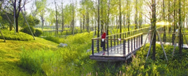 Parque Shuanggudu em Ningbo, China, projetado para ser “esponja”.