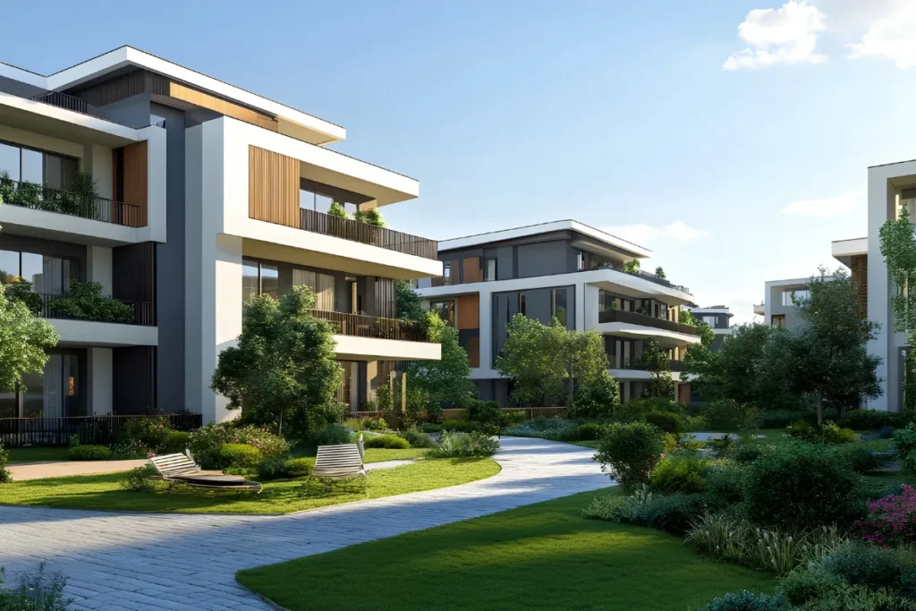 Construção envolta de região arborizada