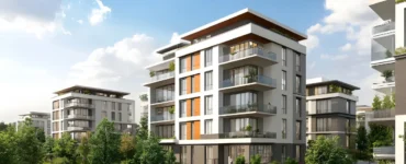 Prédio em volta de área verde