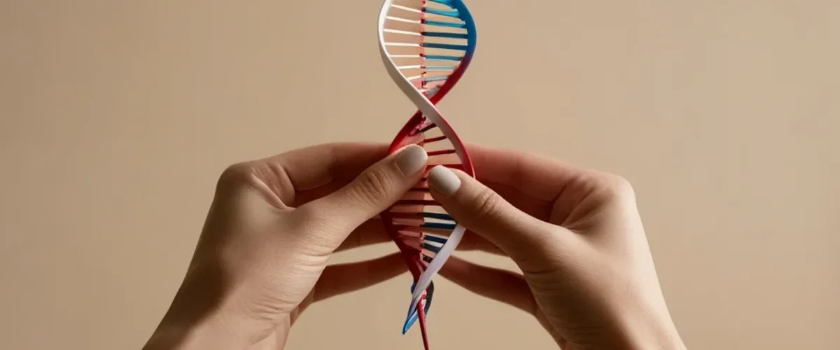 Duas mãos segurando um DNA