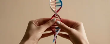 Duas mãos segurando um DNA